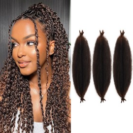 Springy Afro Twist Hair 16 Inch 3 Packs Pre-Separated Marley Twist Braiding Hair Afro Kinky Marley Hair Extensions Crochet Hair for Women 8 Strands/Pack
