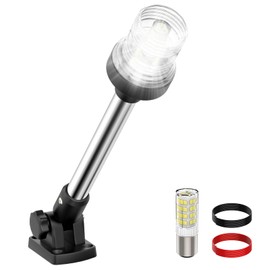 SCYONBARCO 12 Inches Anchor Light Stern Lights for Boats LED Waterproof IP67, White Fold Down Rear Boat Navigation Lights, 3NM Visible Boat Running Light LED Marine for Pontoon, Small Boats (12-24V)