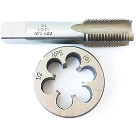 HUAZHICHUN 1PC 1/2-14 NPS Tap + 1PC 1/2-14 NPS Die, HSS Tap and Die Set Right Hand Tap