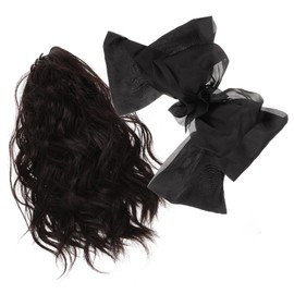 Vaguelly Curly Ponytail Extension with Bow Faux Hairpiece for Women Natural Looking Volume Hair Bun Clip Medium Wavy Hair Accessory for Weddings Proms Shopping