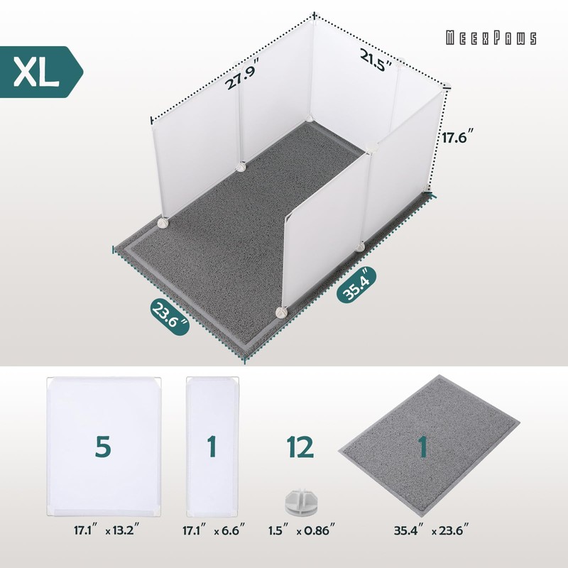 MEEXPAWS Cat Litter Box Enclosure Splash Guard Extra Large 28L