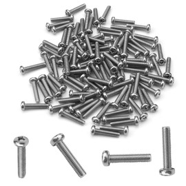 MroMax 100Pcs M3 x 14mm Pan Head Phillips Machine Screws, 304 Stainless Steel 18-8, Fully Thread, Metric Silver Gray Cross Head Screws Bolts for Computers, Camera and Other Small Electronic Devices