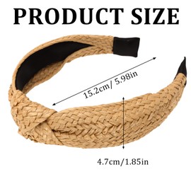 Norbiariz 3 Pack Straw Headbands for Women Wide Knotted Headbands Hair Accessories Non Slip Headband Girls Fashion Cute Head Bands for Women's Hair Tiaras Headdresses