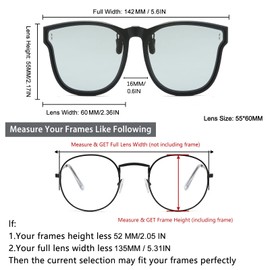 Long Keeper Polarised Sunglasses Clip for Glasses Wearers - Sunglasses for Clip-on Polarised Sunglasses Attachment Glasses Women Men, Photochromic