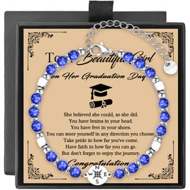 2025 Graduation Gifts for Her,Graduation Bracelets Inspirational Compass Bracelet Class of 2025 Graduate Gifts Middle School High School College Bachelor Masters Women Daughter Friends (Dark blue)