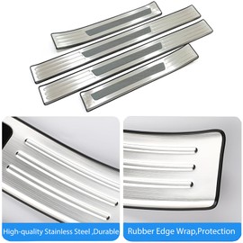 KEALAS 4 PCS Stainless Steel Chrome Silver Door Sill Protector Trims for Honda 11th Gen Civic 2022 2023 2024 2025,Outside Door Sill Scuff Plate Guard Cover Trim Door Sill Decorative Decals