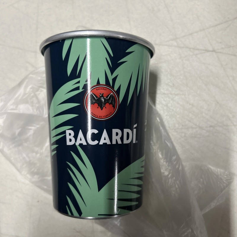 Bacardi Metal Cup Set Of 8 Tropical Green Fern And