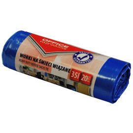 Office Products 22024319-01 Premium Müllbeutel 35 L - 20 Stück mit mit Henkeln LDHD| Müllsäcke Mülltüte Abfallsäcke Mülltüte für Den Hausmüll für das Büro | Farbe: Blau | Foliendicke: 13 μm