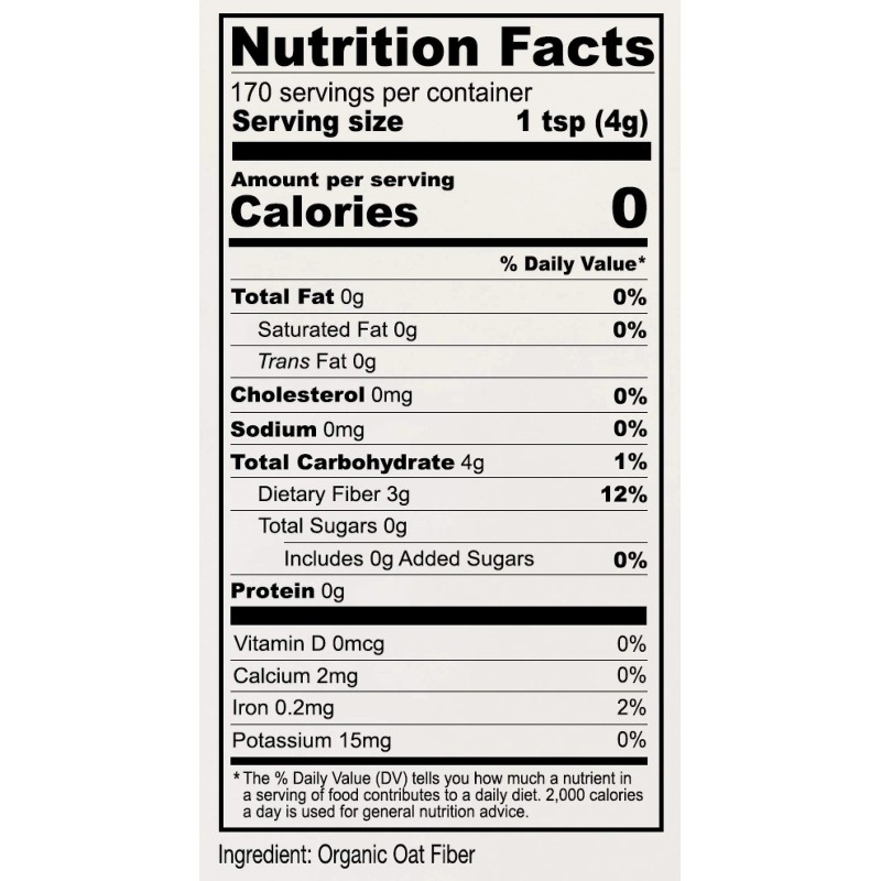 Anthony's Organic Oat Fiber (1.5lb) Natural Gluten Free Batch Tested