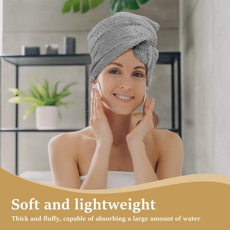 FwQoFvk Hair Drying Caps with Elastic Strap, Soft Absorbent Head