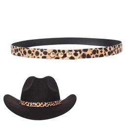 Generic PU Leather Hat Band for Cowboy Hat Stylish Leopard Cowgirl Hat Fedora Panama Strap Belt Replacement Hat Jewelry for Women Men (Hatband Only), Style 6