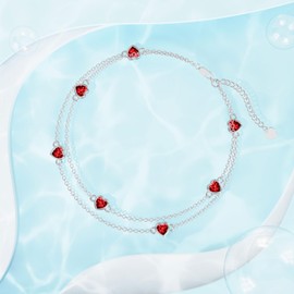 Dorunmo Red Anklet for Women 925 Sterling Silver January Birthstone Anklets for Women Garnet Women's Anklets Birthday Jewelry for Mom Wife