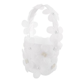 Cabilock Cesta de Pétalos para Novia Blanca Hecha de Materiales Contener Flores Ceremonias de Boda como Suministro para Bodas y Canastas de Dama de Honor