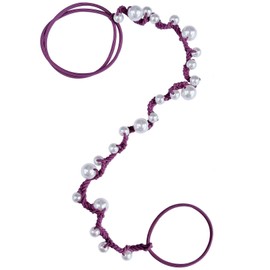 Spiral Hair Ties for Women No Hook, 16" Hand Braided Pearl Ponytail Holders Soft Pony Tail Wrap for Sports,Workouts,Daily Use,Swim, Beach, No-Damage Hair Accessories Hair Accessories (Purple)