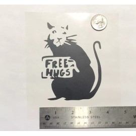 Unbranded Banksy Free Hugs Rat BLACK vinyl decal weatherproof dishwasher-saf