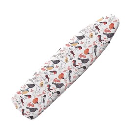 Daulesho Bird Ironing Board Cover, Folk Art Hand Draw Birds Ironing Board Cover for Standard Size 15x54 Inch, Animal Graffiti Art Iron Protective Cover with 3 Fasteners
