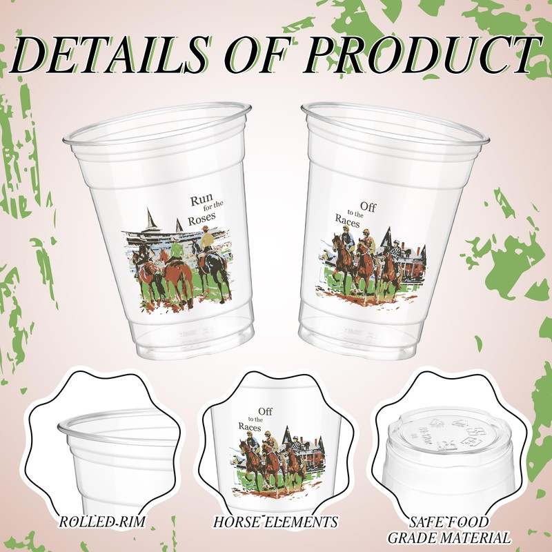 Pickmesh 100 Pcs Derby Plastic Cups Bulk Thick 12 oz