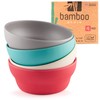 GET FRESH Bamboo Bowls 4 Pack, Bamboo Fiber Dinnerware Set,