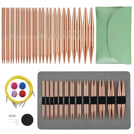 13 Pairs of Interchangeable Knitting Needle Set,4-Inch Circular Needles Sizes US 2, 3, 4, 5, 6, 7, 8, 9, 10, 10.5, 11, 13, 15 with 4 Cords with Project Bag, Round Knitting Needle Designed for Knitting Enthusiasts, Beginners and Arthritis Hands