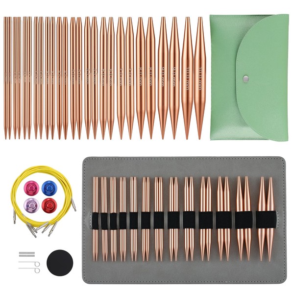 13 Pairs of Interchangeable Knitting Needle Set,4-Inch Circular Needles Sizes