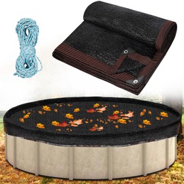 Hlimior 26.2 Ft Leaf Net Pool Covers for 24Ft Round Above Ground Pool, 24ft Winter Pool Mesh Cover with 100FT String Fits 12-24FT Above Ground Pools, Cover Size: 26.2 Ft X 26.2 Ft （Square）