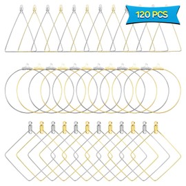120pcs Earrings Beading Hoop Round Hoop Earring Triangle Earring Square Geometric Earring Earring Finding Beading Hoop Earrings for Jewelry Making DIY Craft Earring