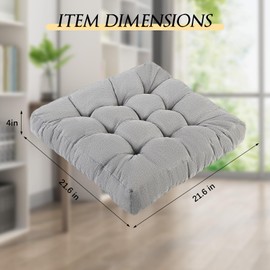 LYLNBYWK Meditation Floor Cushions Set of 2, Thickened Floor Pillow for Adults, Large Square Pillows Seat Cushion for Tatami Living Room Yoga, Memory Sponge Block Added, 22x22 Inch, Grey
