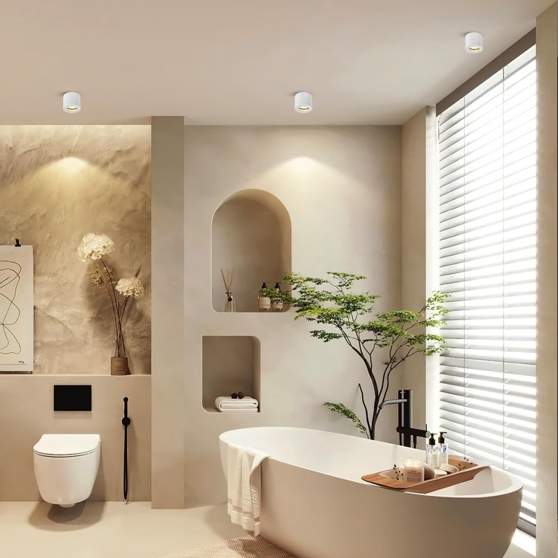 Gleonlux LED Surface-Mounted Ceiling Spotlight IP44 Flat 1 x Surface-Mounted