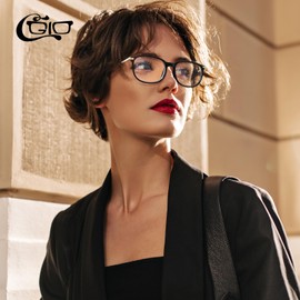 CGID CN79 Classic Nerd Glasses Ellipse 40s 50s Style Panto Frame Vintage Look Clear Lens - Black Beige, size: 52
