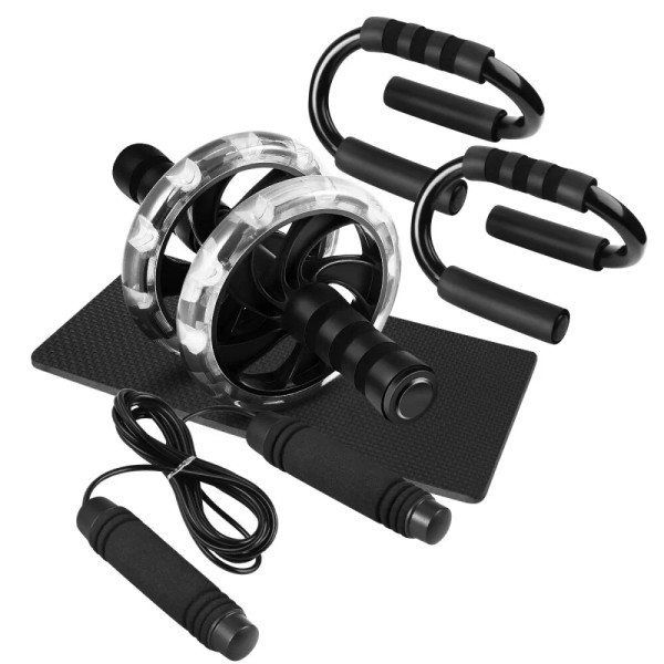 Abdominal Trainer Kit AB Wheel Roller with Push-Up Bars Jump