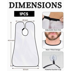 LOZTBUE 1 Piece White Beard Apron for Beard Styling, Waterproof Beard Bib for Beard Care Fabric Gift of Men Series