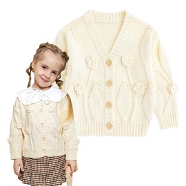 Simplee kids Baby Cardigan Cable Knits Toddler Cardigan Long Sleeve Fall Winter Open Front Knit Sweaters Beige