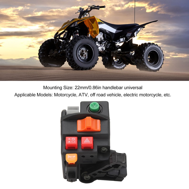 7/8in 22mm Motorcycle Handlebar Switch Headlight Turn Signal Horn Flash