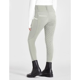 FitsT4 Sports Girls Riding Pants Full Seat High Waist Kids Equestrian Breeches Horse Schooling Tights Zipper Pockets Beige Size S