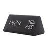 Digital Clock Wooden Electronic LED Time Display Temperature and Humidity