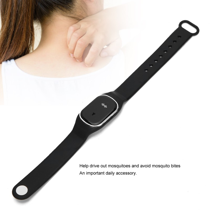 Rechargeable Intelligent Mosquito Repellent Bracelet Outdoor Anti Mosquito Wristband Black