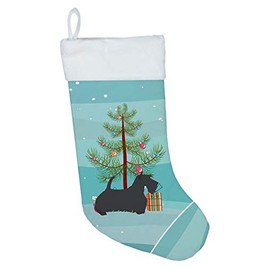 Caroline's Treasures BB2987CS Scottish Terrier Merry Christmas Tree Christmas Stocking, Large, Multicolor