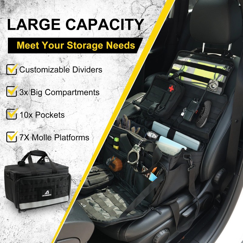AUTOXBERT Patrol Bag Military Car Seat Organizer Storage Police Duty