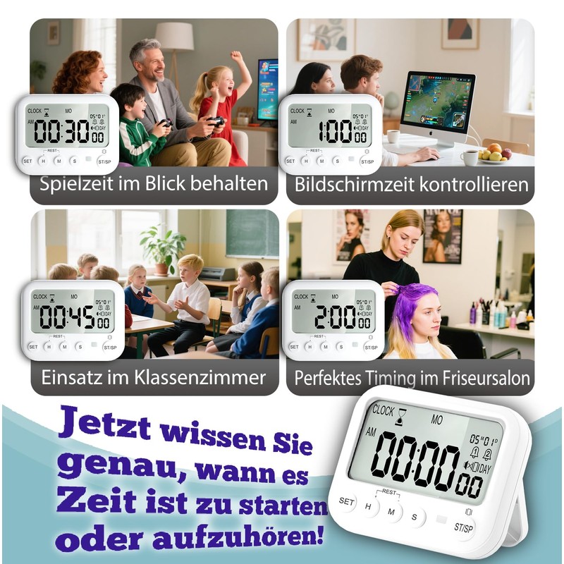 VEHHE Digital Egg Timer with Countdown & Stopwatch - Kitchen