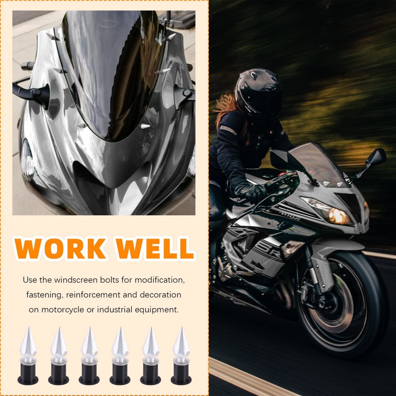 Rustark 15Pcs Aluminum Spike Motorcycle Windscreen Bolts Windshield Screws Replacement