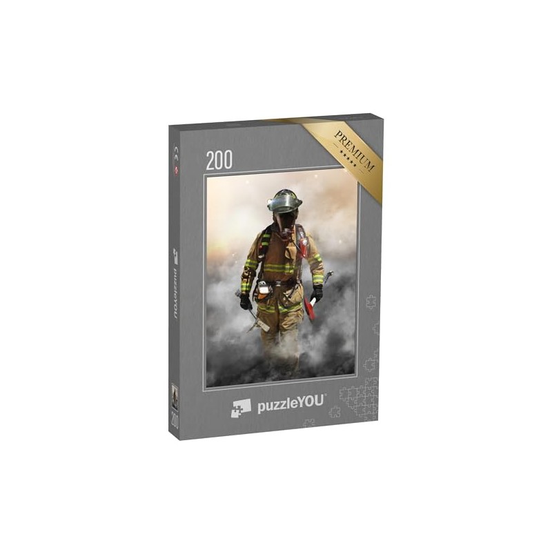 puzzleYOU: 200 Piece Fireman Penetrating a Smoke Wall Puzzle -