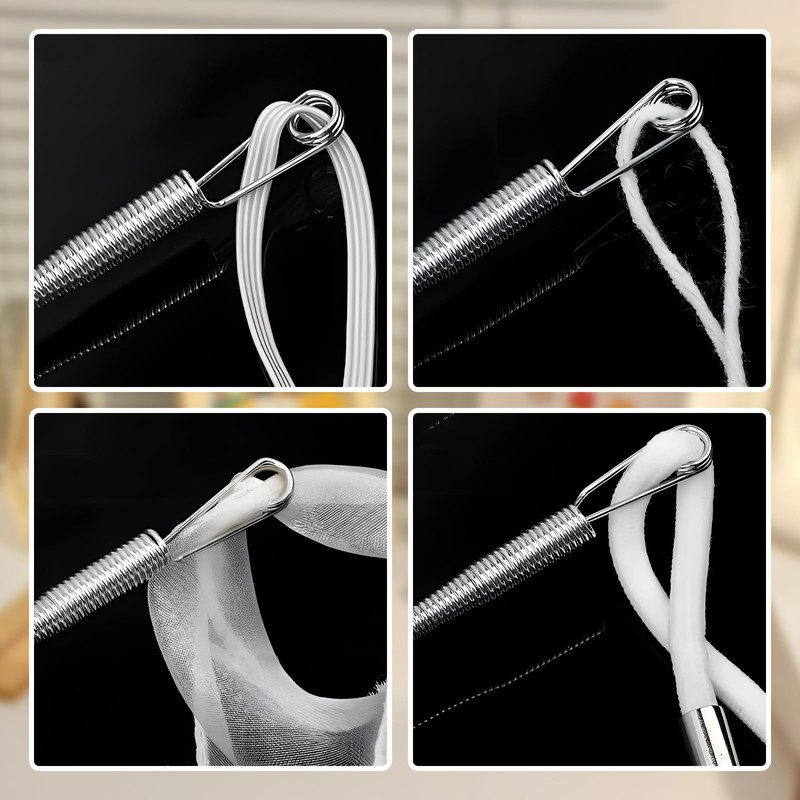 6 PCS Spring Drawstring Needle Threader, Metal Rope Threader Needles,