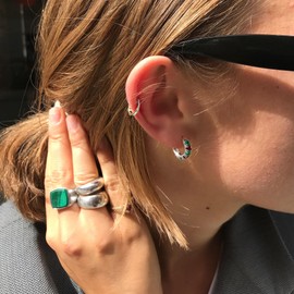 GLoquat Silver Dainty Red and Green Cubic Zirconia Hoop Earrings for Women Christmas Huggies Stud for Adult Sterling Silver Post Hypoallergenic Trendy Jewelry for Birthday Anniversary Earring