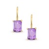 Traditional Gemstone Nano Purple Amethyst Emerald Cut Drop Earrings For