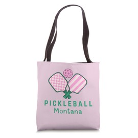 Montana Pickleball Girls Preppy Pink Pickleball Racquets Tote Bag
