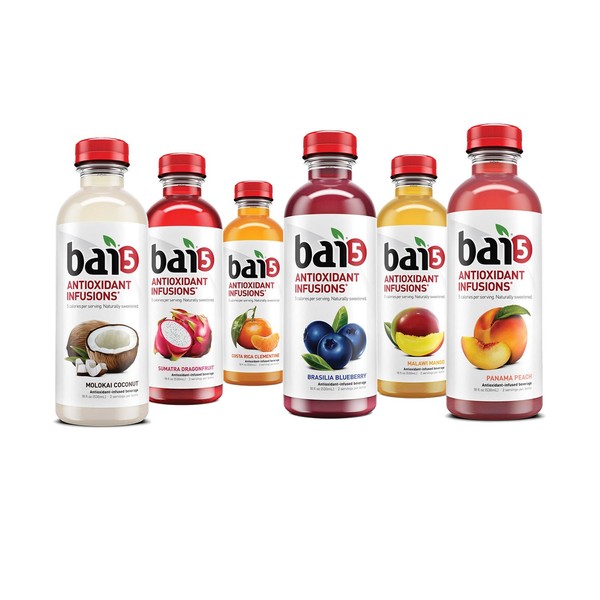bai5 GREEN JUNGLE VARIETY 5-calories 100% NATURAL antioxidant infused beverage 18-OZ, PACK 12