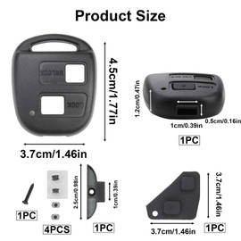 Remote Key Fob Case for Toyota, 2 Buttons Car Remote Control Case, Toyota Yaris accessories Remote Car Key Case Shell Replacement, Compatible with Toyota Corolla Avensis RAV4 Celica Camry Echo Previa