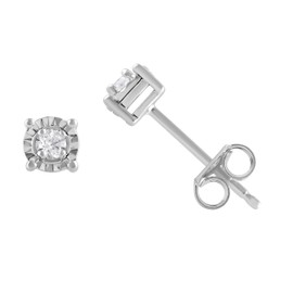 Beyond Brilliance 1/10 Carat Round Natural Diamond Solitaire Stud Earrings in Sterling Silver Fine Jewelry for Women Gift Box Included