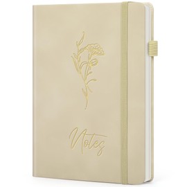 ALKALO Lined Journal Notebook For Women, 200 Pages A5 Hardcover Leather Journals For Writing College Ruled Notebook For Work School Note Taking Business Diary Notepad 5.75'' X 8.38''-White