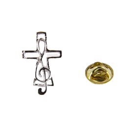 6030074 Music Note Cross Lapel Pin Music Minister Volunteer Church Choir Lay Minister Clef Note